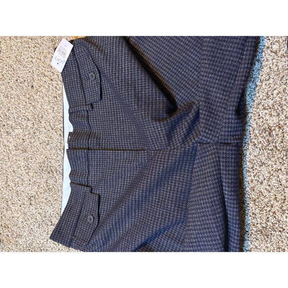 NEW Loft Wide-Leg High-Rise Herringbone Navy Button Front Trousers Pants Size 10 - Picture 7 of 13